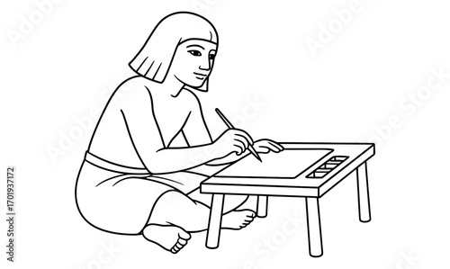 Ancient egyptian scribe illustration for educational and historical design