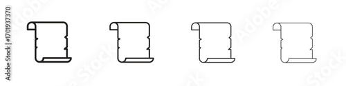 Scroll paper icons. thin line symbols in strokes