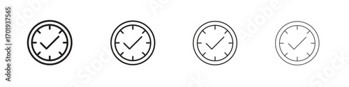 Save time icons. thin line symbols in strokes