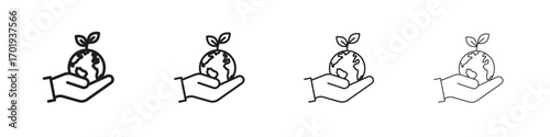 Save environment icons. thin line symbols in strokes