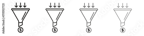 Sales funnel icons. thin line symbols in strokes