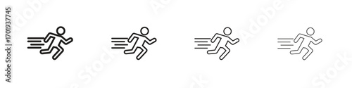 Running icons. thin line symbols in strokes