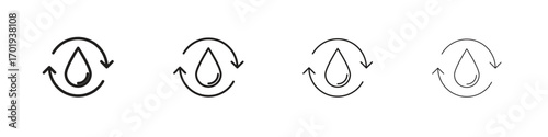 Recycle water icons. thin line symbols in strokes