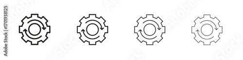 Recovery gear icons. thin line symbols in strokes