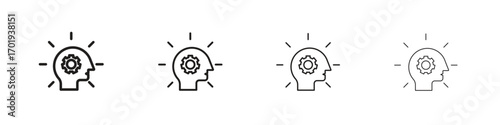 Realization icons. thin line symbols in strokes