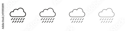 Rainy icons. thin line symbols in strokes
