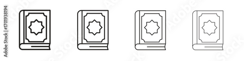 Quran book icons. thin line symbols in strokes