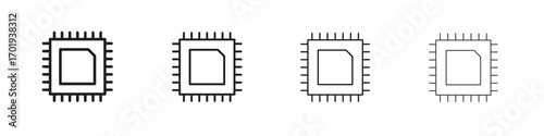 Processor icons. thin line symbols in strokes