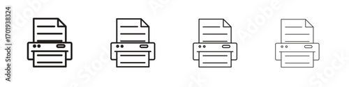 Print icons. thin line symbols in strokes