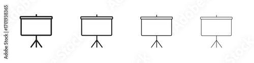 Presentation board icons. thin line symbols in strokes