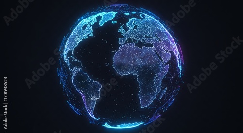 Wallpaper Mural Digital network globe with data connections, futuristic IT concept, isolated PNG style Torontodigital.ca