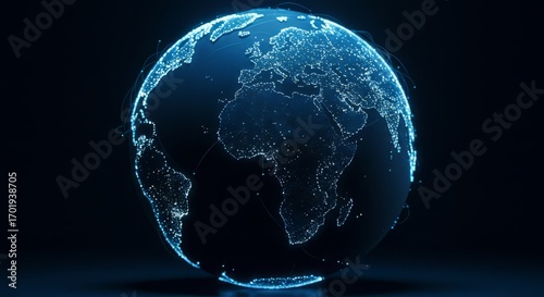 Wallpaper Mural Digital network globe with data connections, futuristic IT concept, isolated PNG style Torontodigital.ca