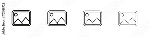 Picture icons. thin line symbols in strokes