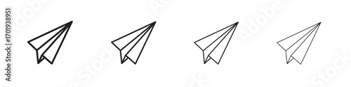 Paper plane icons. thin line symbols in strokes