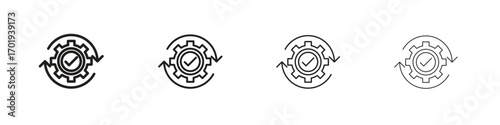 Optimization icons. thin line symbols in strokes