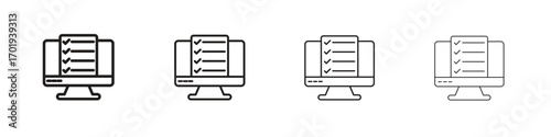 Online exam test icons. thin line symbols in strokes