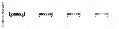 Network switch icons. thin line symbols in strokes