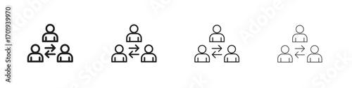 Mediator icons. thin line symbols in strokes