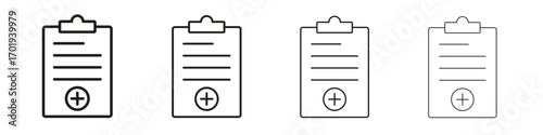 Medical report icons. thin line symbols in strokes