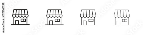 Local store icons. thin line symbols in strokes