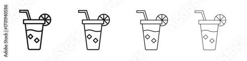 Lemonade icons. thin line symbols in strokes