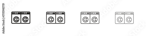 Laundry icons. thin line symbols in strokes