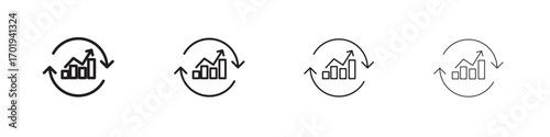 Improvement icons. thin line symbols in strokes
