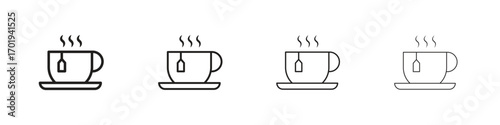 Hot tea icons. thin line symbols in strokes