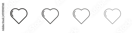 Heart icons. thin line symbols in strokes