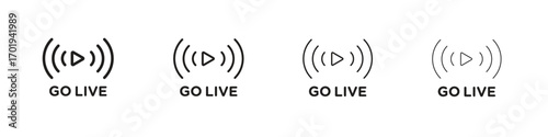 Go live icons. thin line symbols in strokes