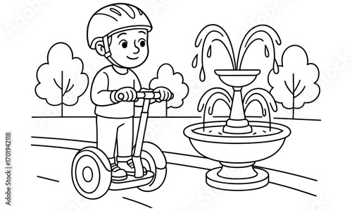 Fun segway adventure coloring page for kids – perfect for creative playtime and learning
