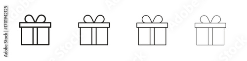 Gift box icons. thin line symbols in strokes