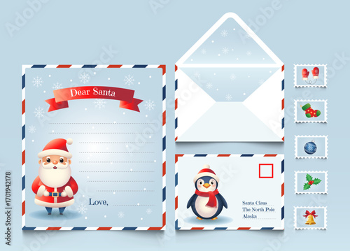 The letter to Santa Claus. Vector illustration