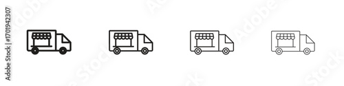 Food truck icons. thin line symbols in strokes