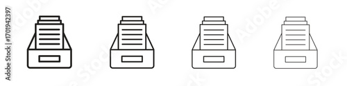 Folder box icons. thin line symbols in strokes
