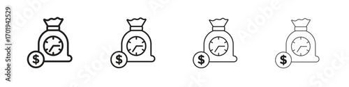 Fixed deposit icons. thin line symbols in strokes