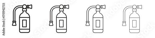 Fire extinguisher icons. thin line symbols in strokes