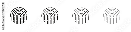 Fingerprint icons. thin line symbols in strokes