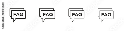 FAQ icons. thin line symbols in strokes