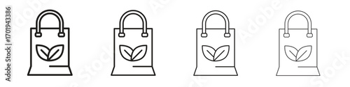 Eco bag icons. thin line symbols in strokes
