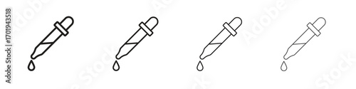 Dropper pipette icons. thin line symbols in strokes