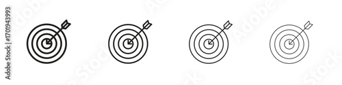 Darts icons. thin line symbols in strokes