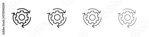 Continuous changes icons. thin line symbols in strokes