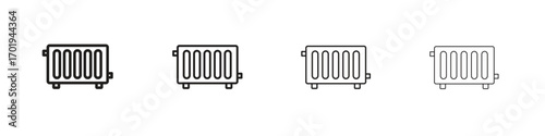 Conditioner heater icons. thin line symbols in strokes