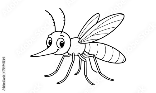 Cute mosquito outline for kids coloring book and educational design