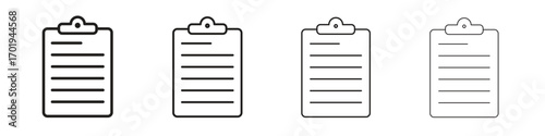 Clipboard icons. thin line symbols in strokes