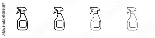Cleaning spray icons. thin line symbols in strokes