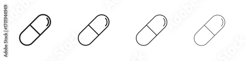Capsule icons. thin line symbols in strokes
