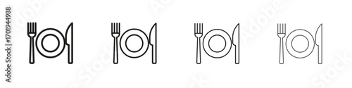 Canteen icons. thin line symbols in strokes