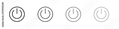 Button on off icons. thin line symbols in strokes
